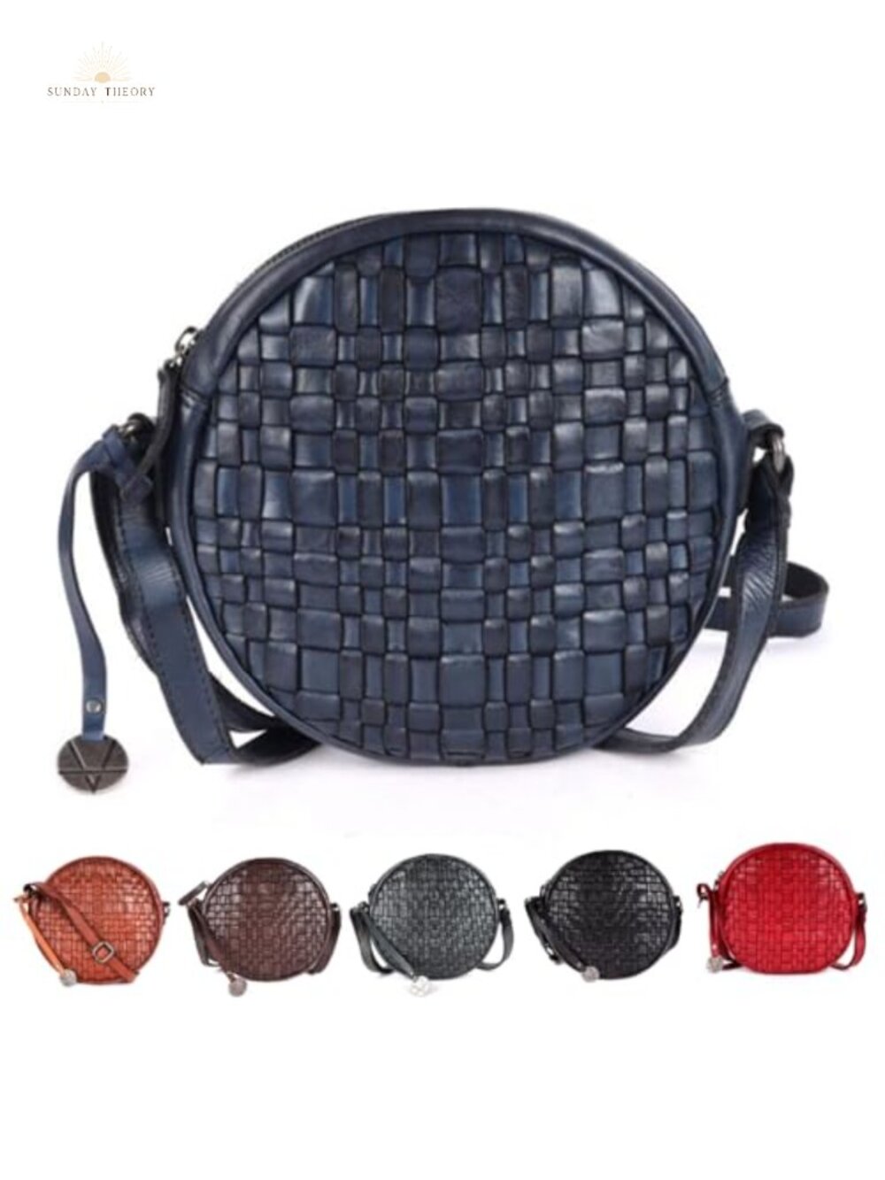 Genuine Leather Round Crossbody Sling Bag for Women